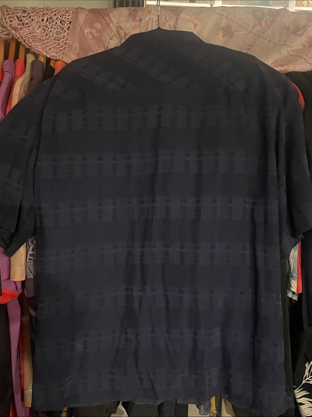 Tori Richard Navy Textured Short-Sleeve Camp Shirt View 3